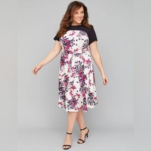 Lane Bryant Fit & Flare Scuba Dress Tie Front 22/24 22W 24W